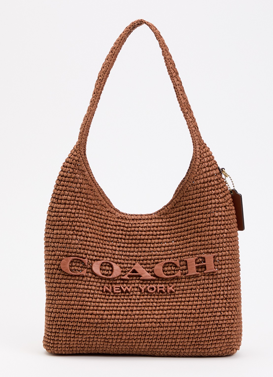 Coach Brooklyn 29 schoudertas van stro met logo  - voorkant 4 steenrood