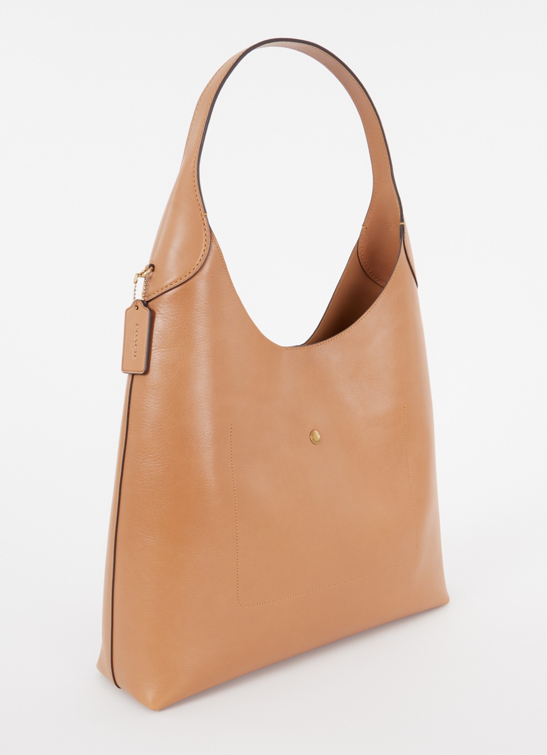 Coach Brooklyn 39 schoudertas van leer met logo - achterkant cognac