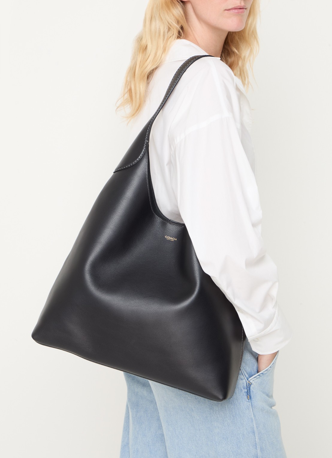 Coach Brooklyn 39 schoudertas van leer - voorkant 3 zwart
