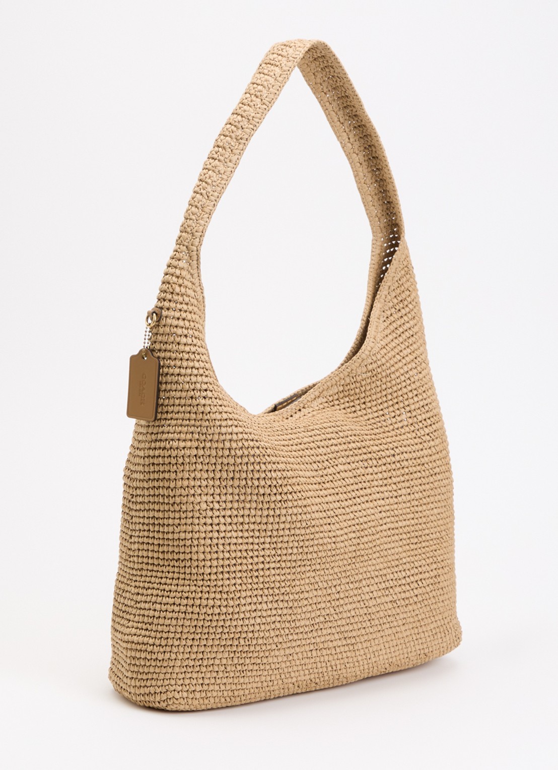 Coach Brooklyn 39 schoudertas van stro met logo  - achterkant 6 beige