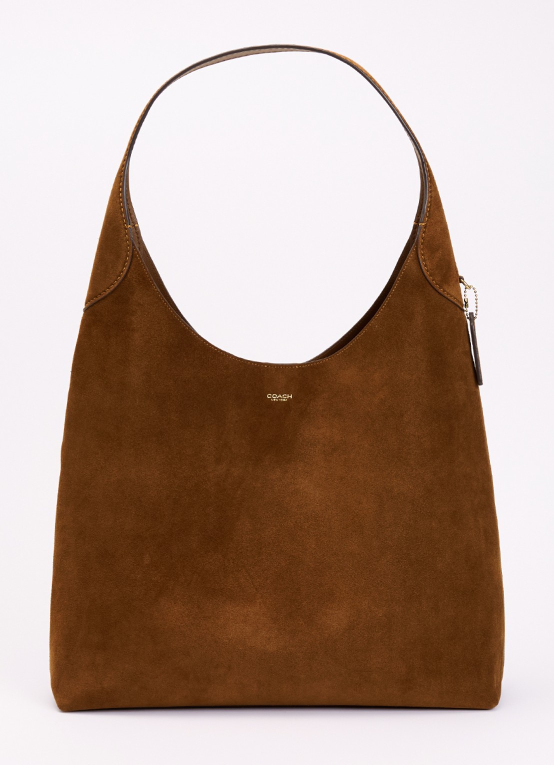 Coach Brooklyn 39 schoudertas van suède - voorkant 5 cognac