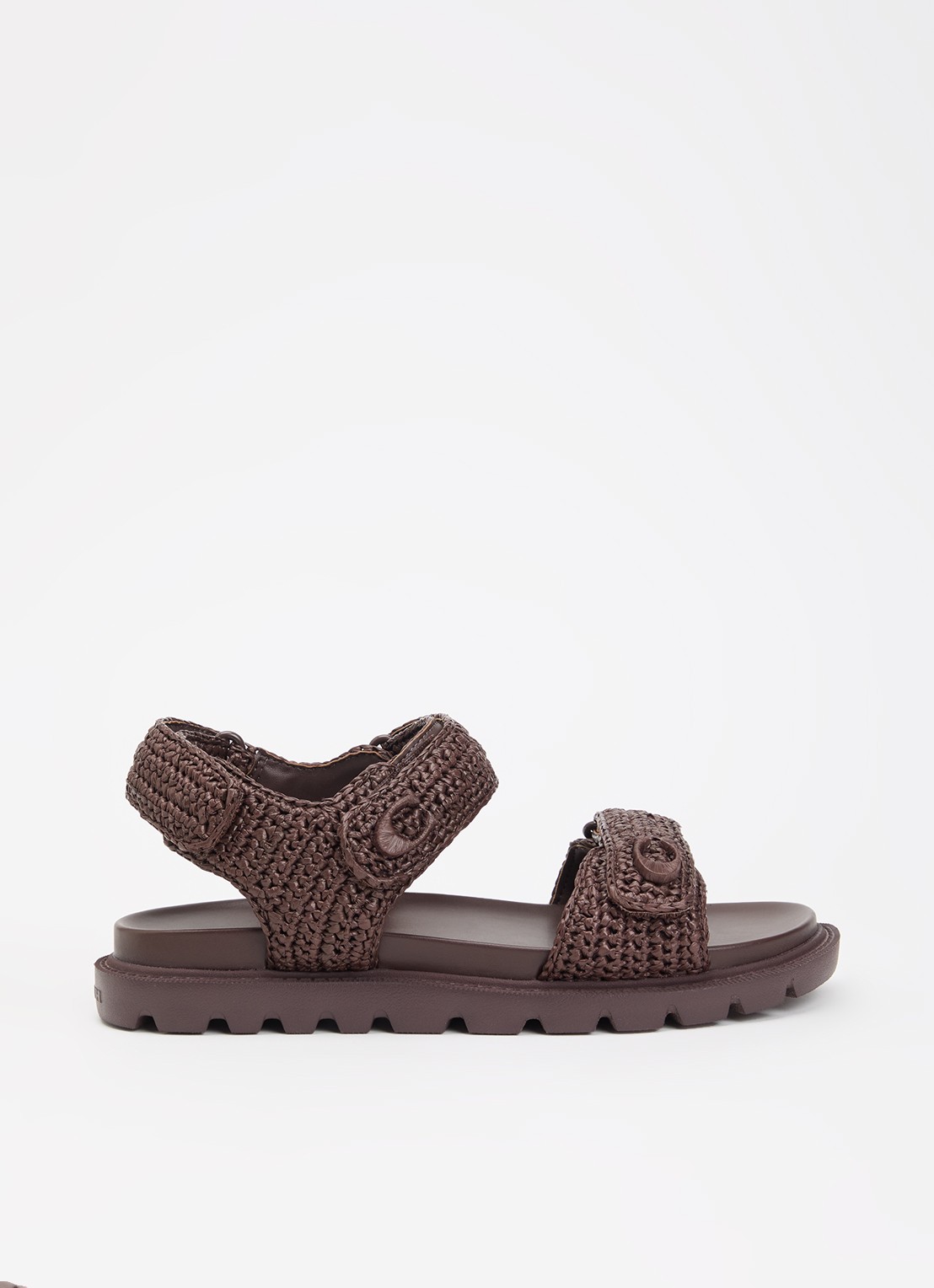 Coach Brynn Raffia sandaal met logo - voorkant bruin