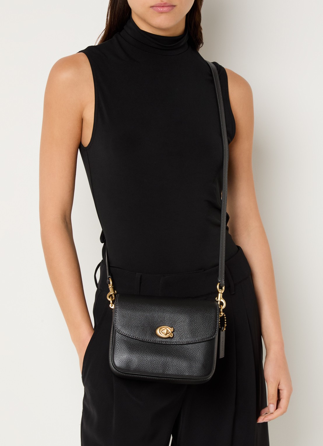 Coach Cassie crossbodytas van leer  - voorkant 5 zwart