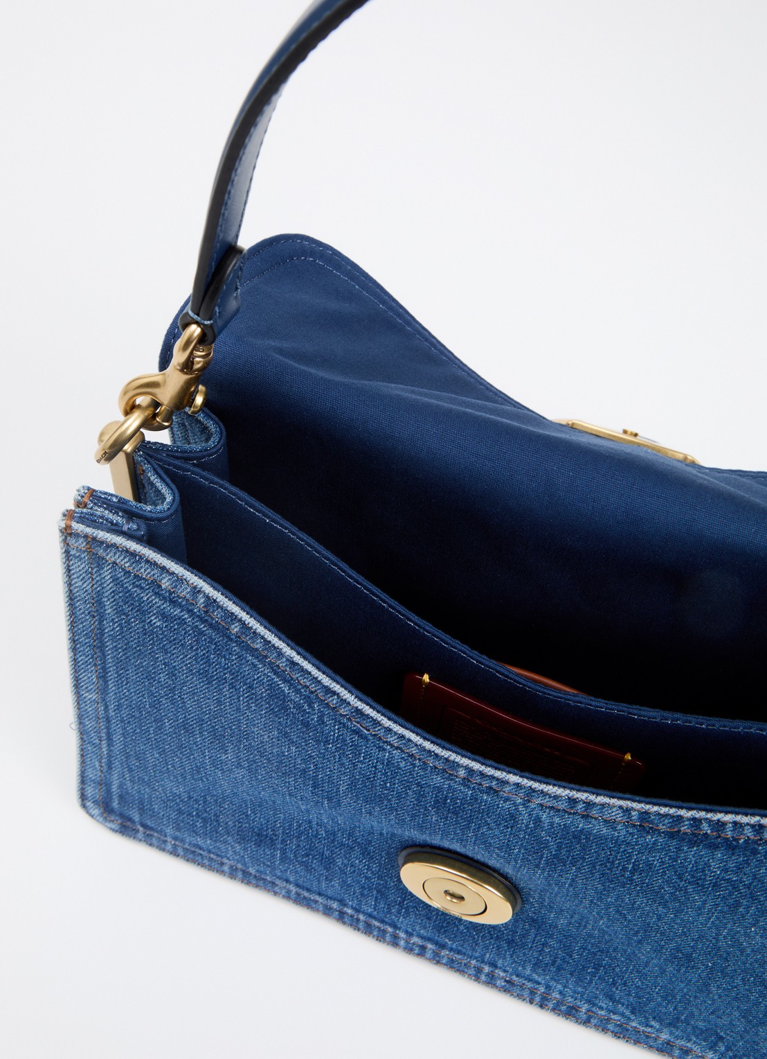 Coach Chain Tabby schoudertas van denim met kalfsleren details - detail 2 indigo