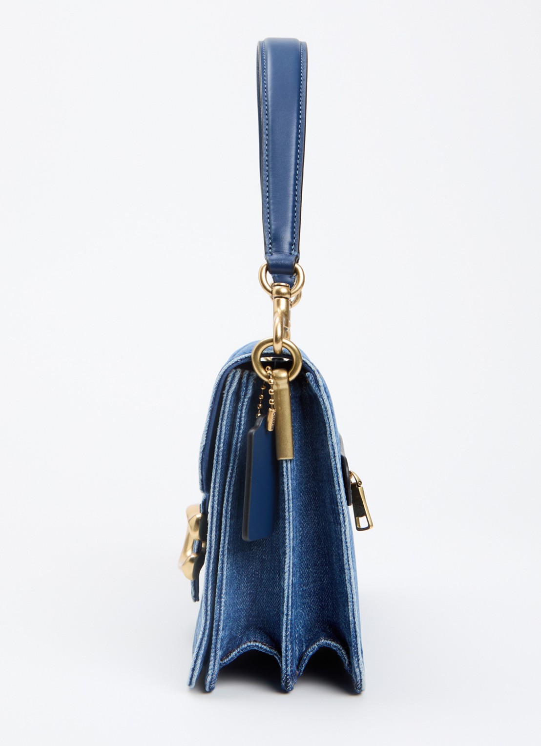 Coach Chain Tabby schoudertas van denim met kalfsleren details - detail 3 indigo