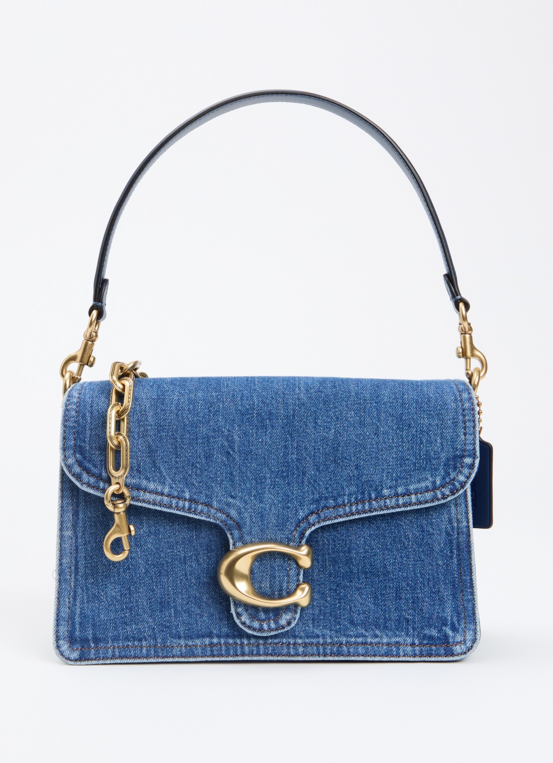 Coach Chain Tabby schoudertas van denim met kalfsleren details - voorkant 4 indigo