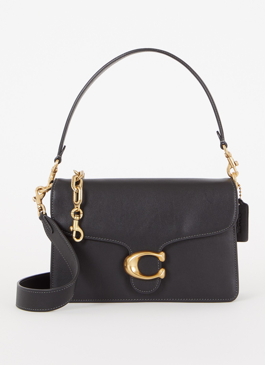 Coach Chain Tabby schoudertas van leer met afneembare schouderriem - voorkant 4 zwart