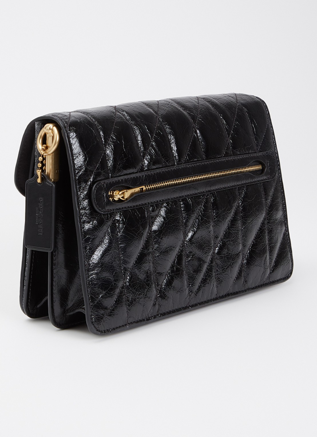 Coach Chain Tabby schoudertas van leer met quilt patroon en afneembare schouderriem - achterkant 7 zwart