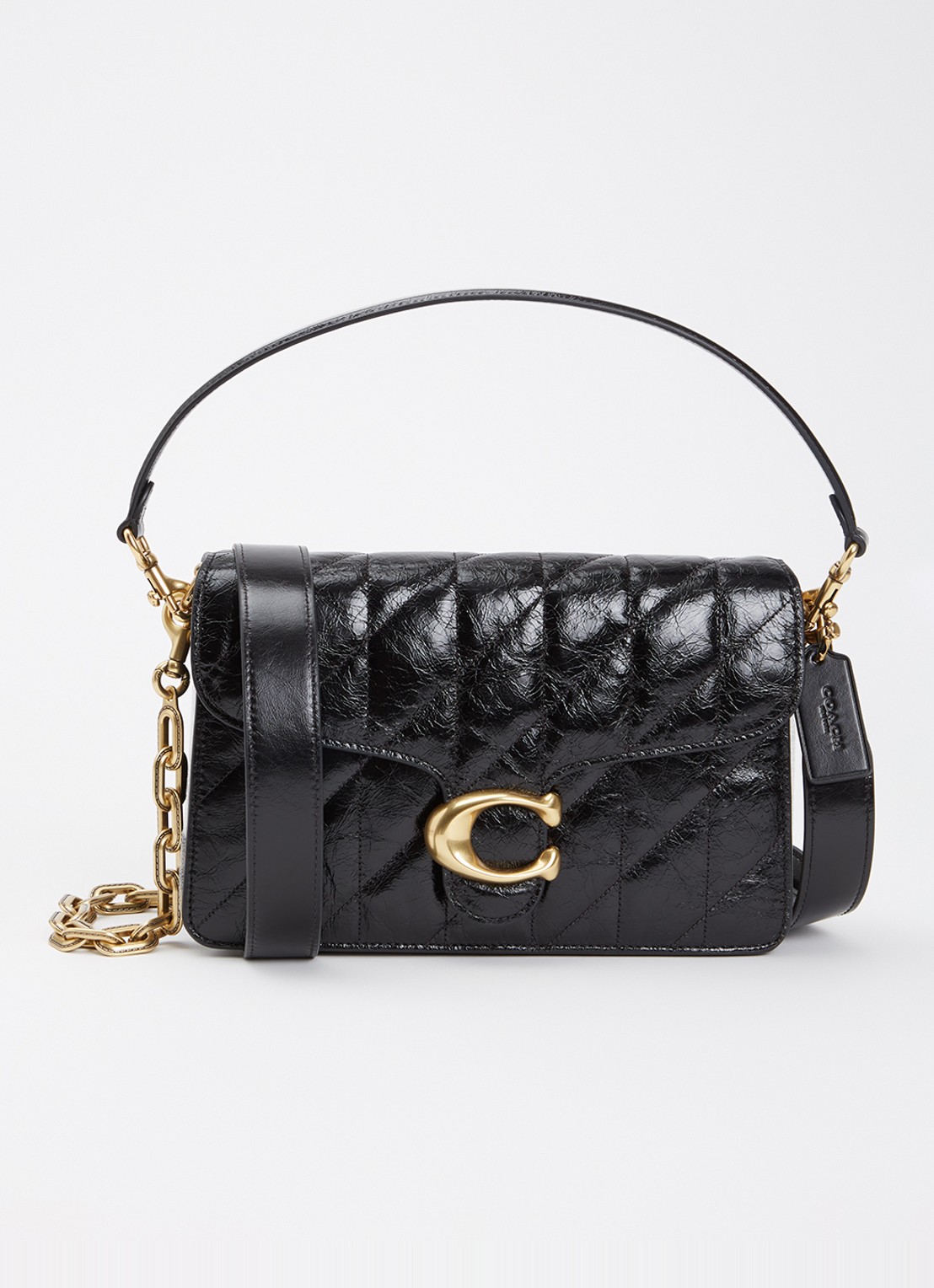 Coach Chain Tabby schoudertas van leer met quilt patroon en afneembare schouderriem - voorkant zwart