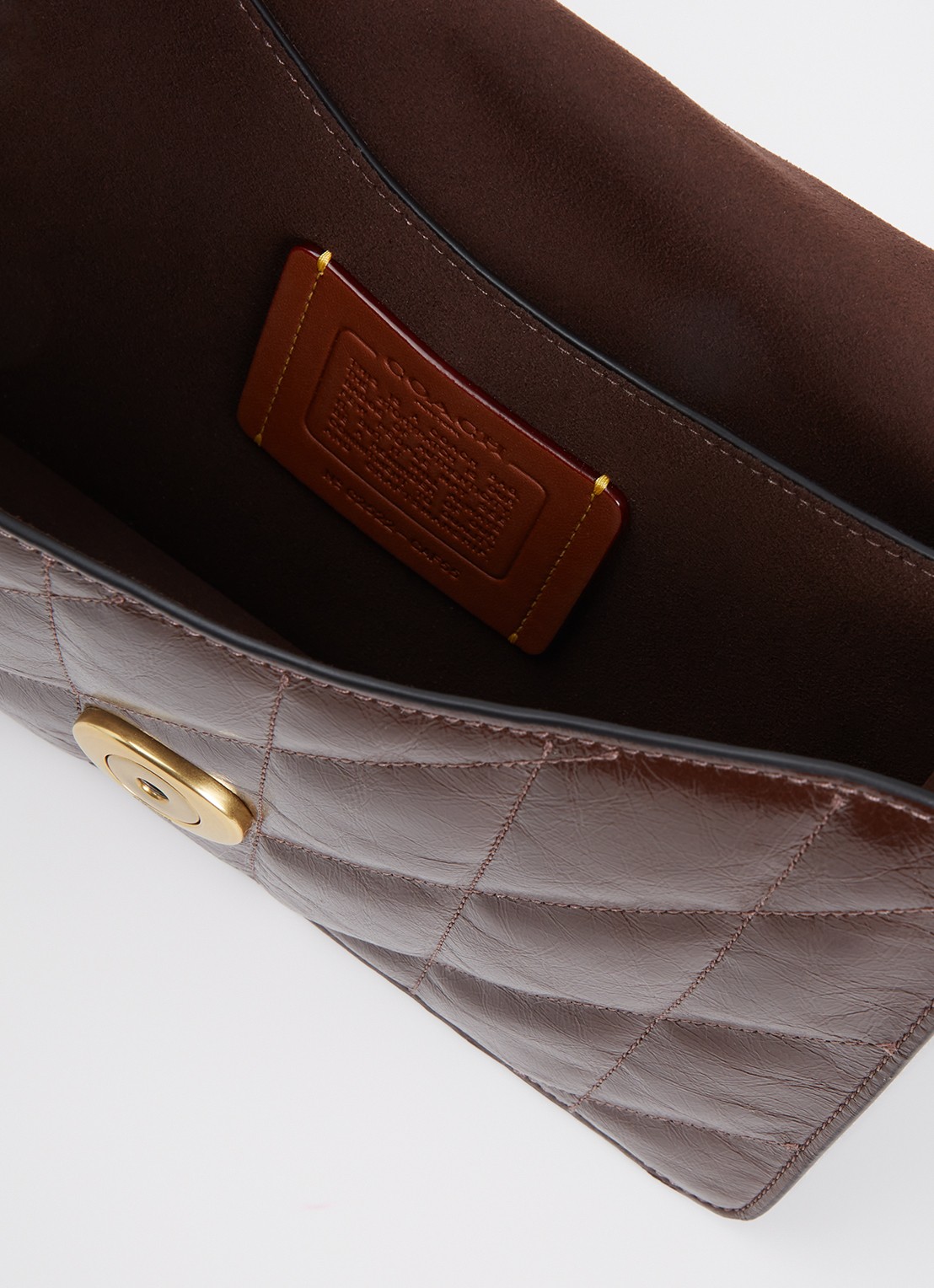Coach Chain Tabby schoudertas van leer met quilt patroon en afneembare schouderriem - detail 2 donkerbruin