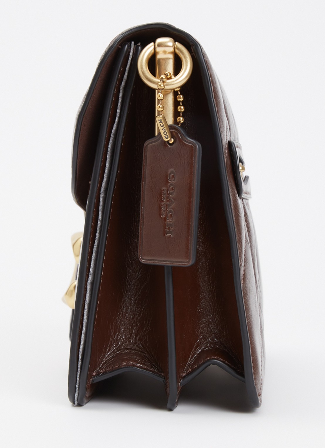 Coach Chain Tabby schoudertas van leer met quilt patroon en afneembare schouderriem - detail 3 donkerbruin