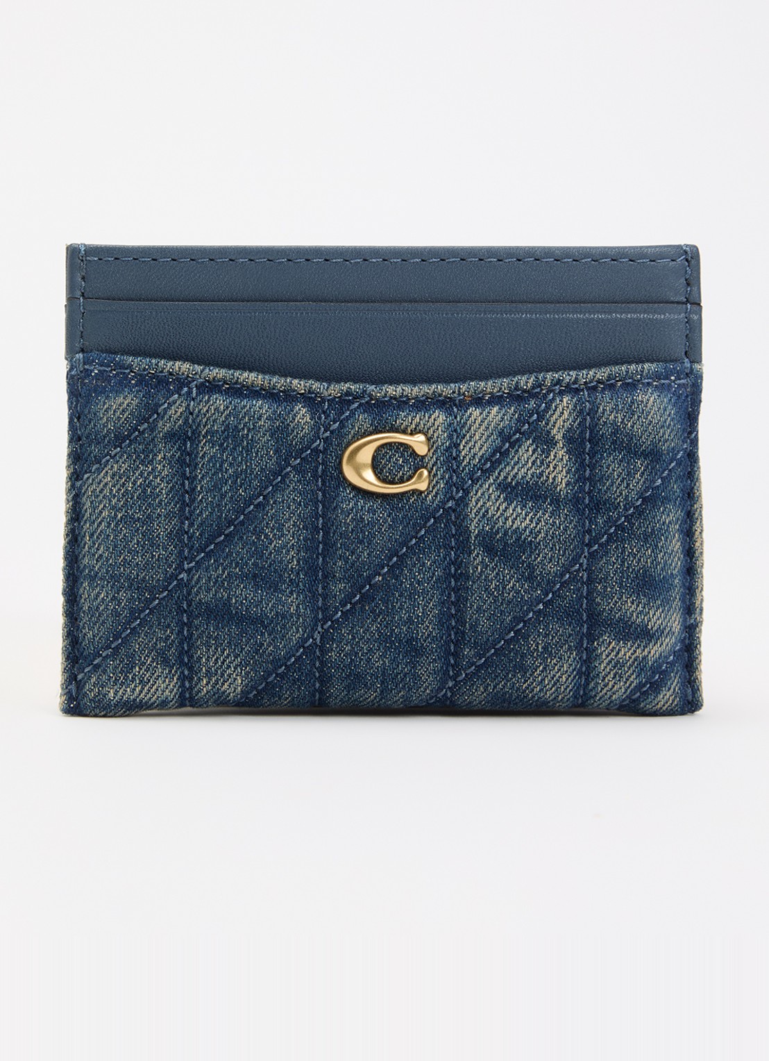 Coach Essential pasjeshouder van denim met quilt patroon - voorkant 2 indigo