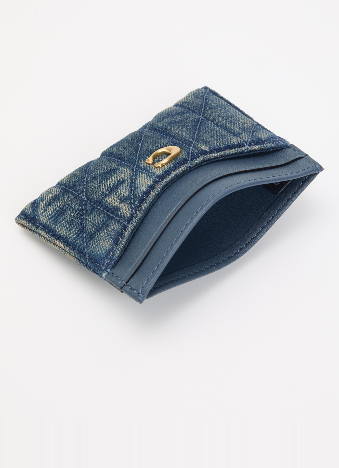 Coach Essential pasjeshouder van denim met quilt patroon - voorkant 3 indigo