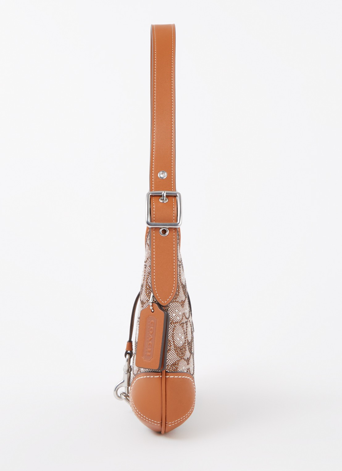 Coach Hamptons schoudertas van leer met strass - detail 4 oranjebruin