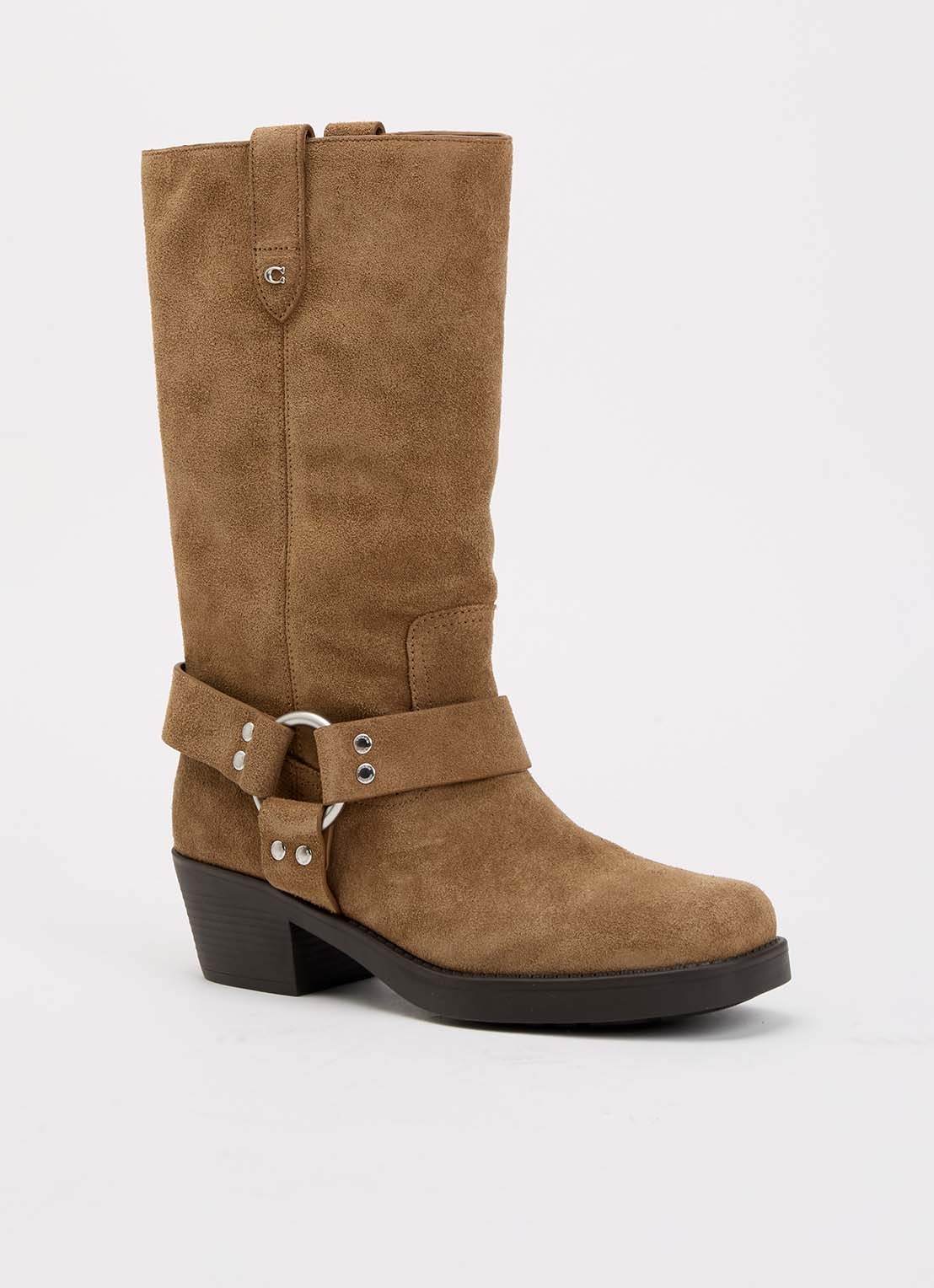 Coach Harness laars van suède - voorkant donkerbeige