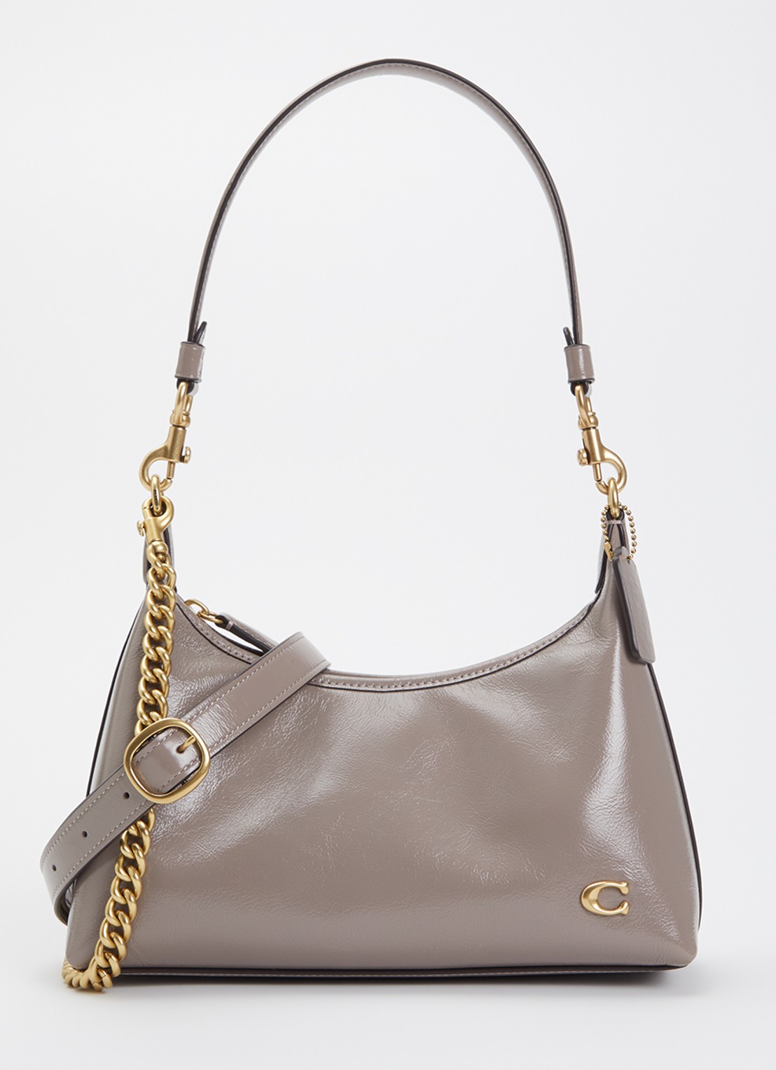 Coach Juliet 25 schoudertas van leer met afneembare schouderriem - voorkant taupe