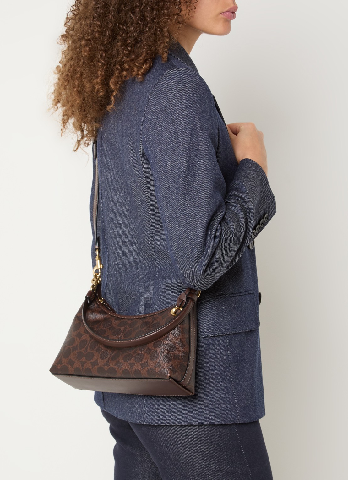 Coach Juliet 25 schoudertas van leer met logoprint - voorkant 3 donkerbruin