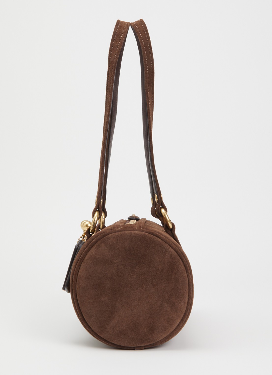 Coach Kiss Barel 28 schoudertas van suède - detail 5 chocoladebruin
