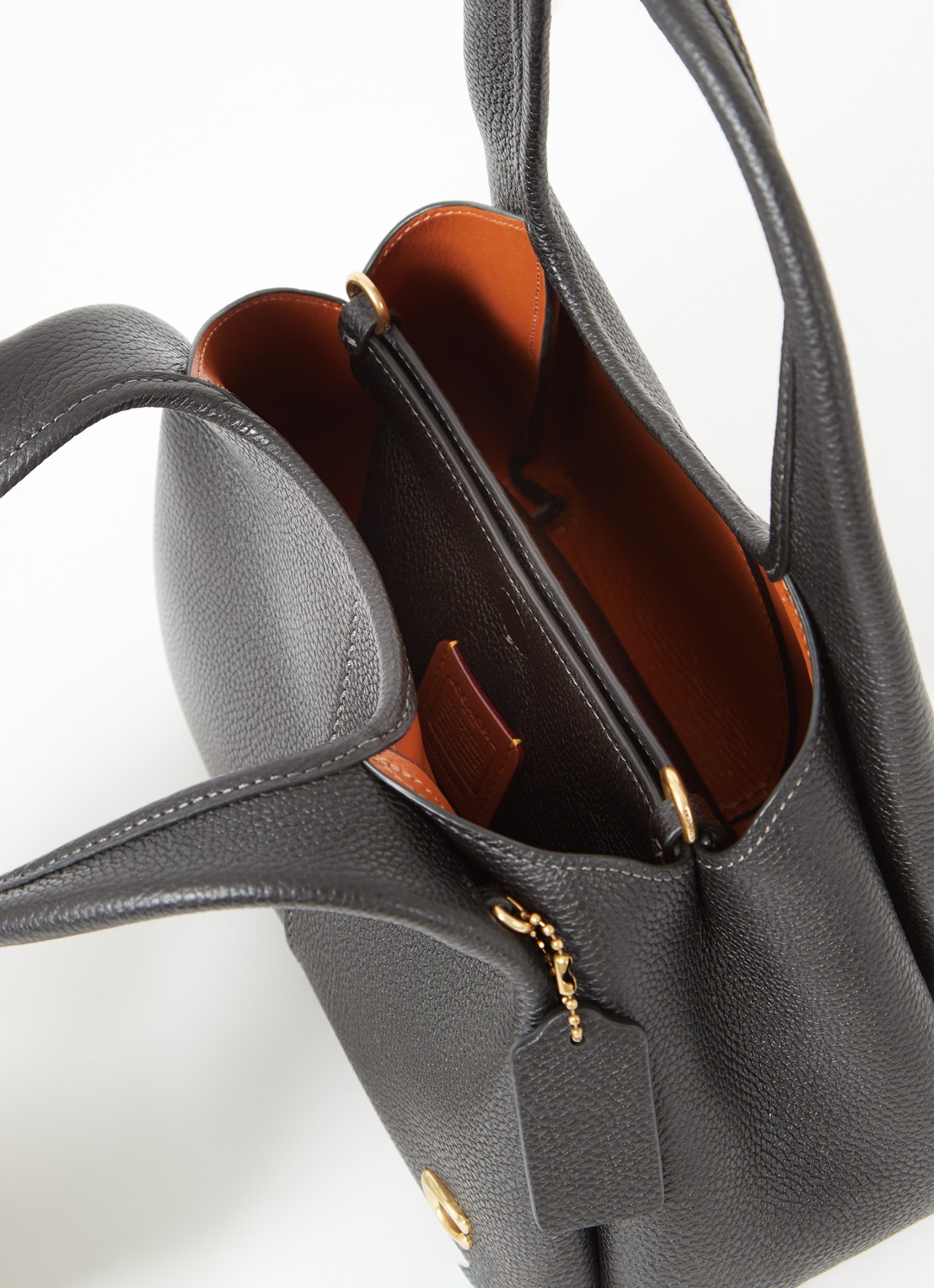 Coach Lana 23 handtas van leer met logo - detail 5 zwart