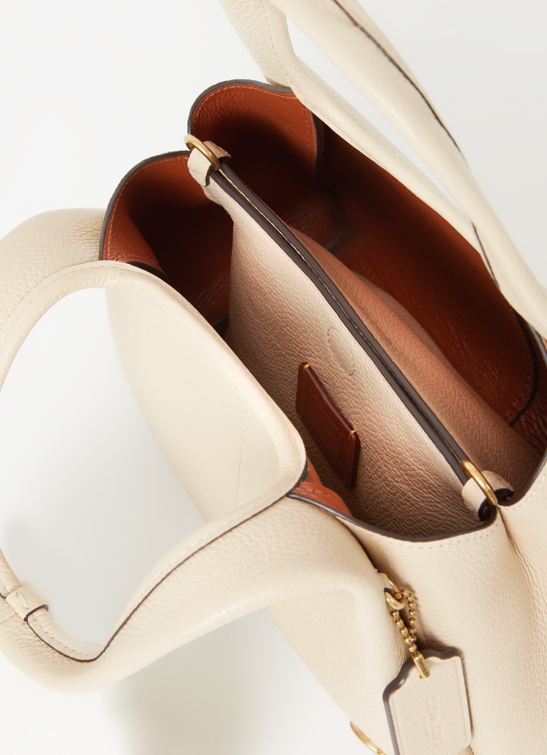 Coach Lana handtas van leer met logo - detail 4 creme