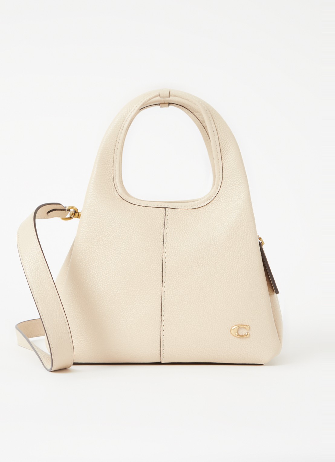 Coach Lana handtas van leer met logo - voorkant creme