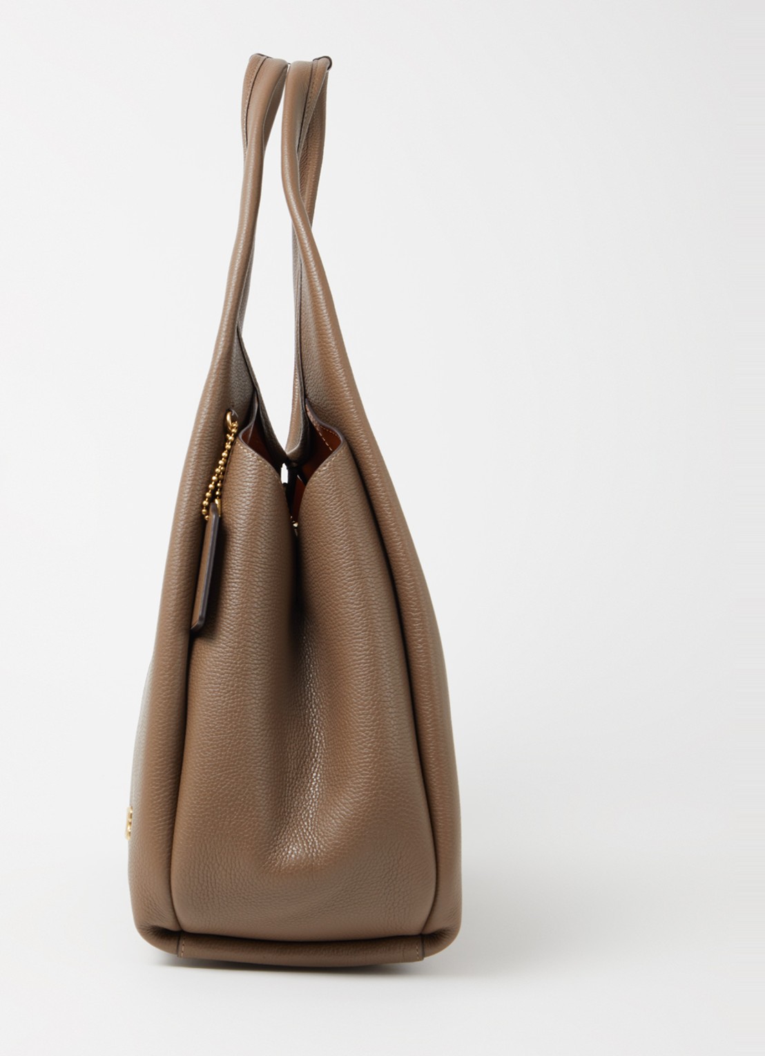 Coach Lana schoudertas van leer met logo - detail 5 lichtbruin