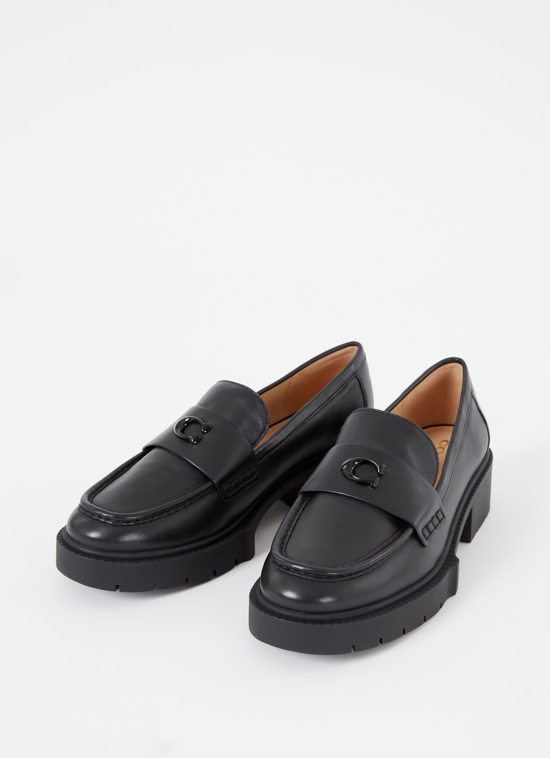 Coach Leah loafer van leer met logo - detail 3 zwart