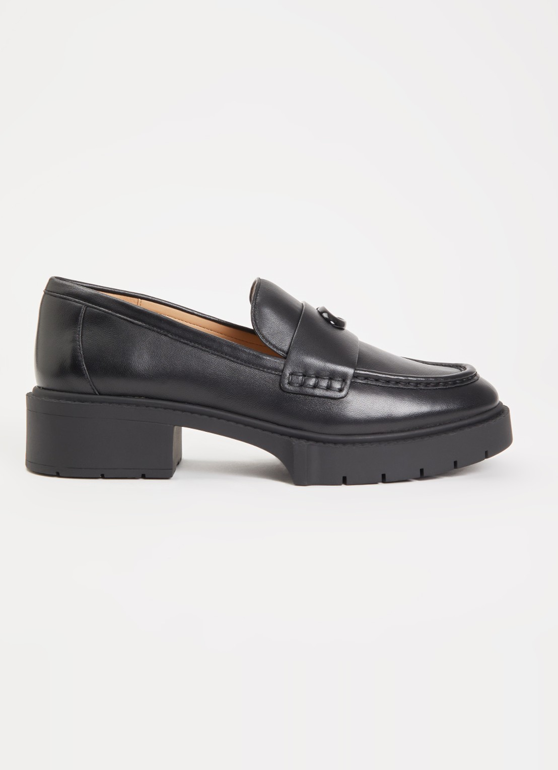 Coach Leah loafer van leer met logo - voorkant zwart
