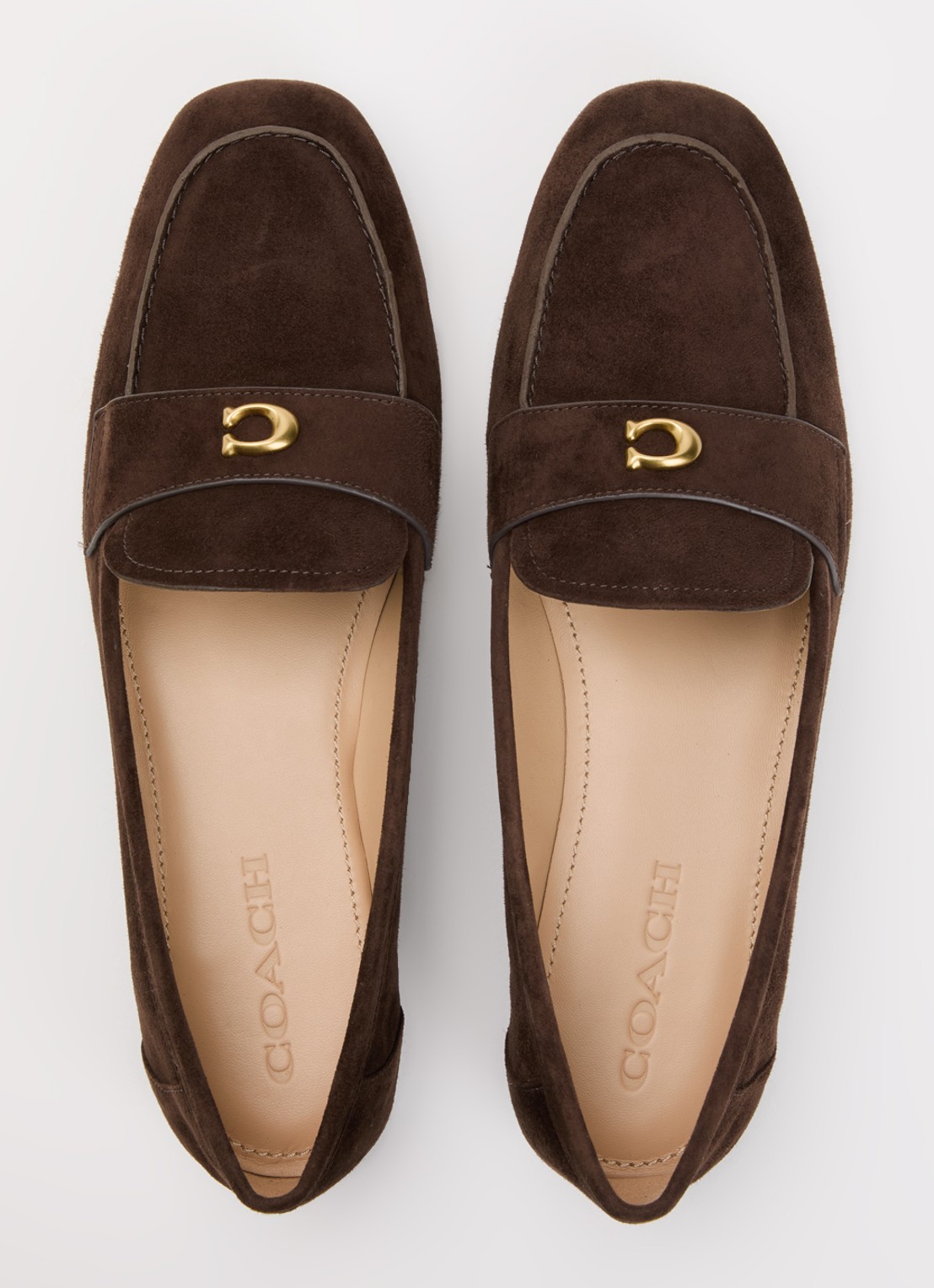 Coach Loafer van suède - detail 4 chocoladebruin