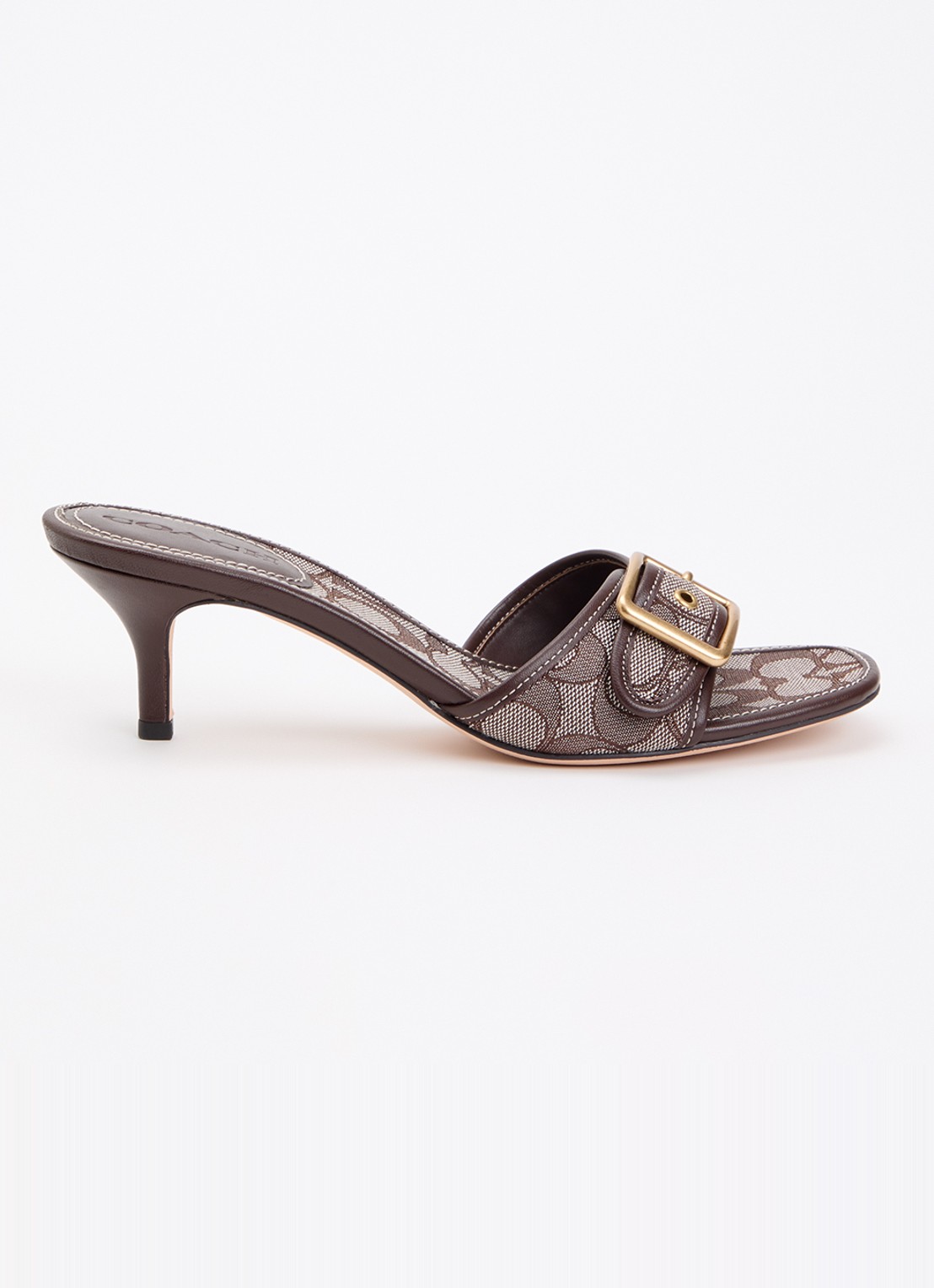Coach Margot muiltje met logoprint en leren details - voorkant bruin