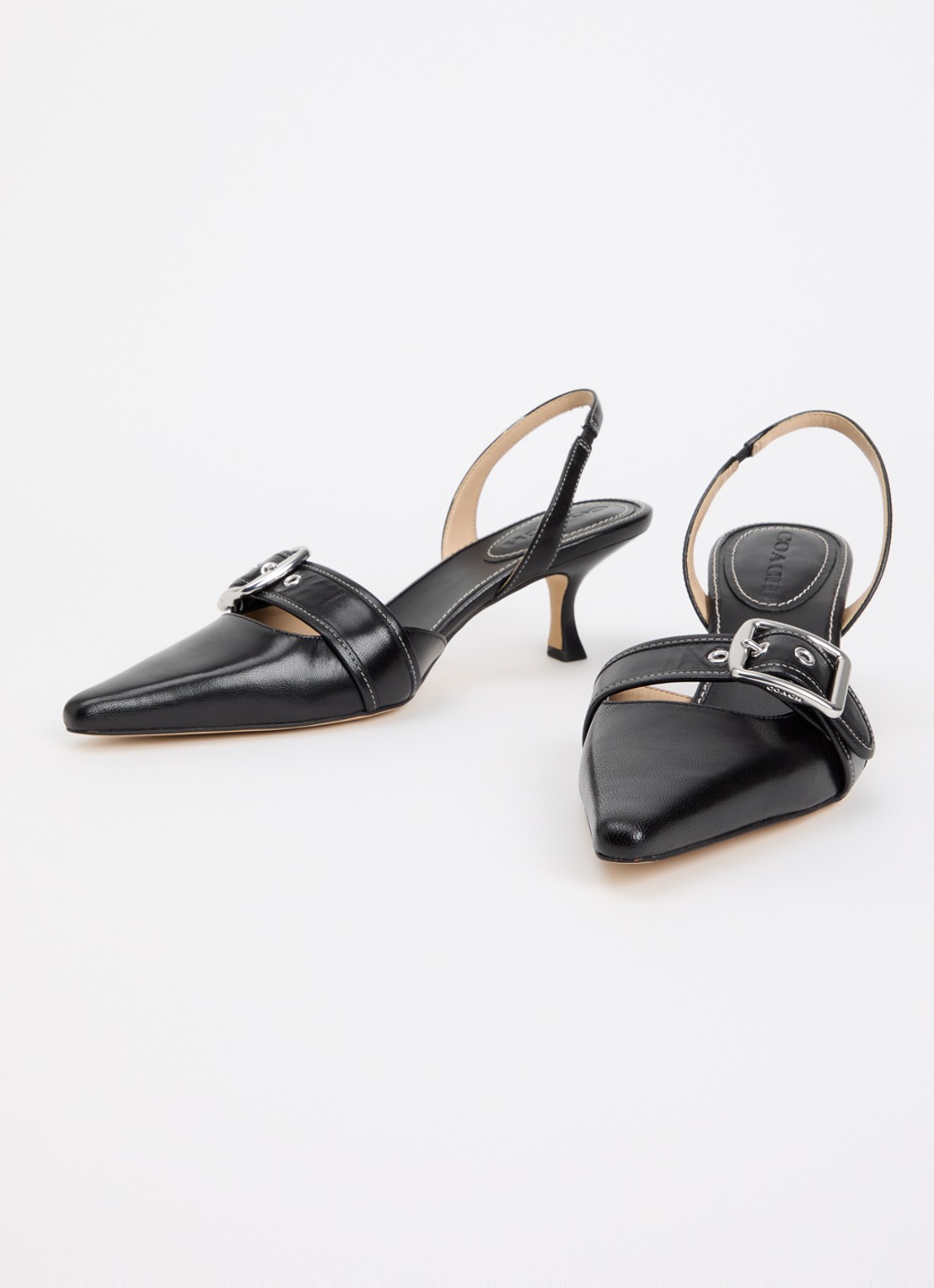 Coach Margot slingback van leer met gespdetail - detail 2 zwart