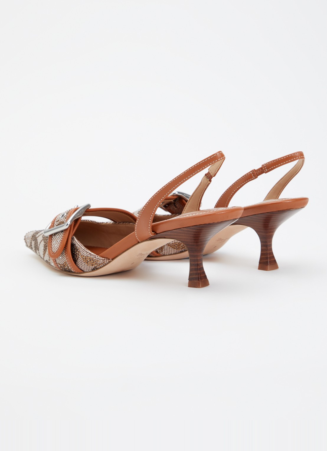 Coach Margot slingback van leer met jacquard dessin - achterkant 5 oranjebruin