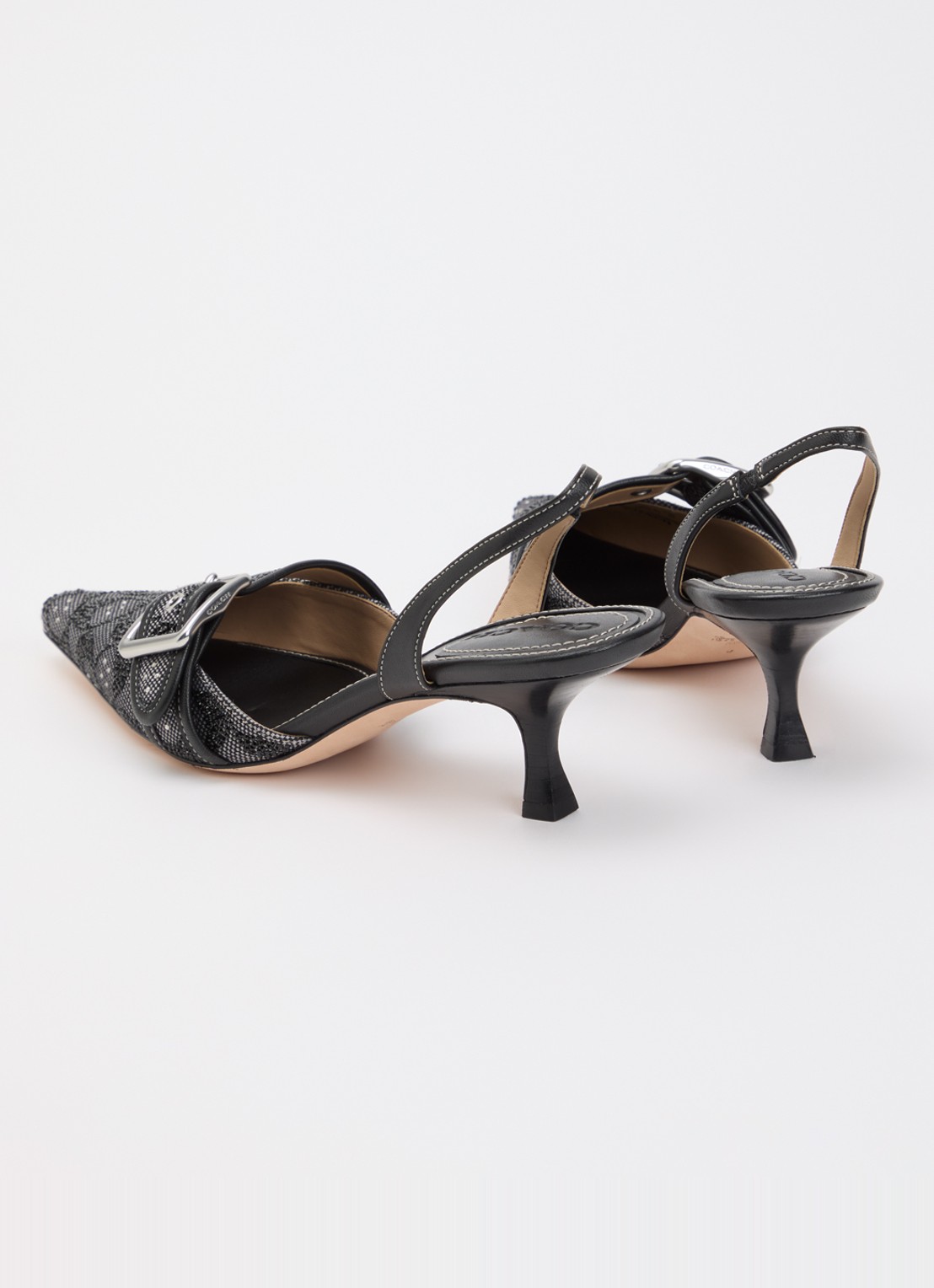 Coach Margot slingback van leer met logoprint en strass - achterkant zwart