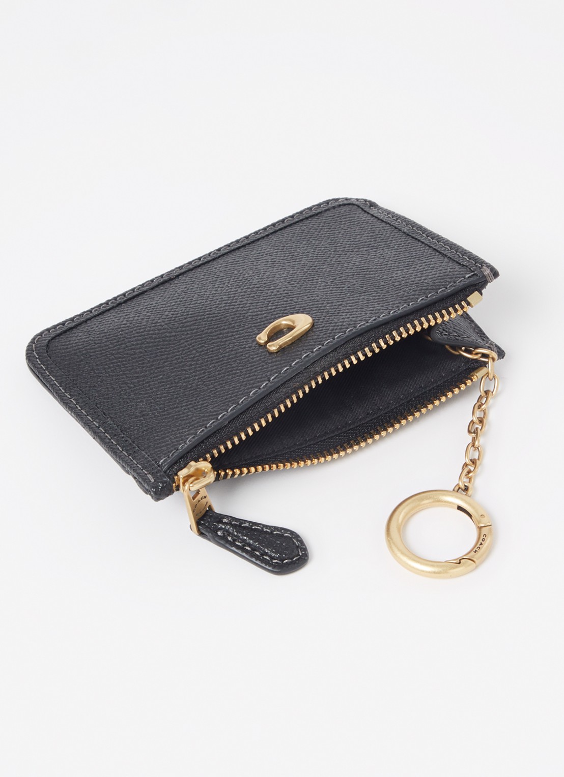 Coach Mini ID pasjeshouder van leer - voorkant 4 zwart
