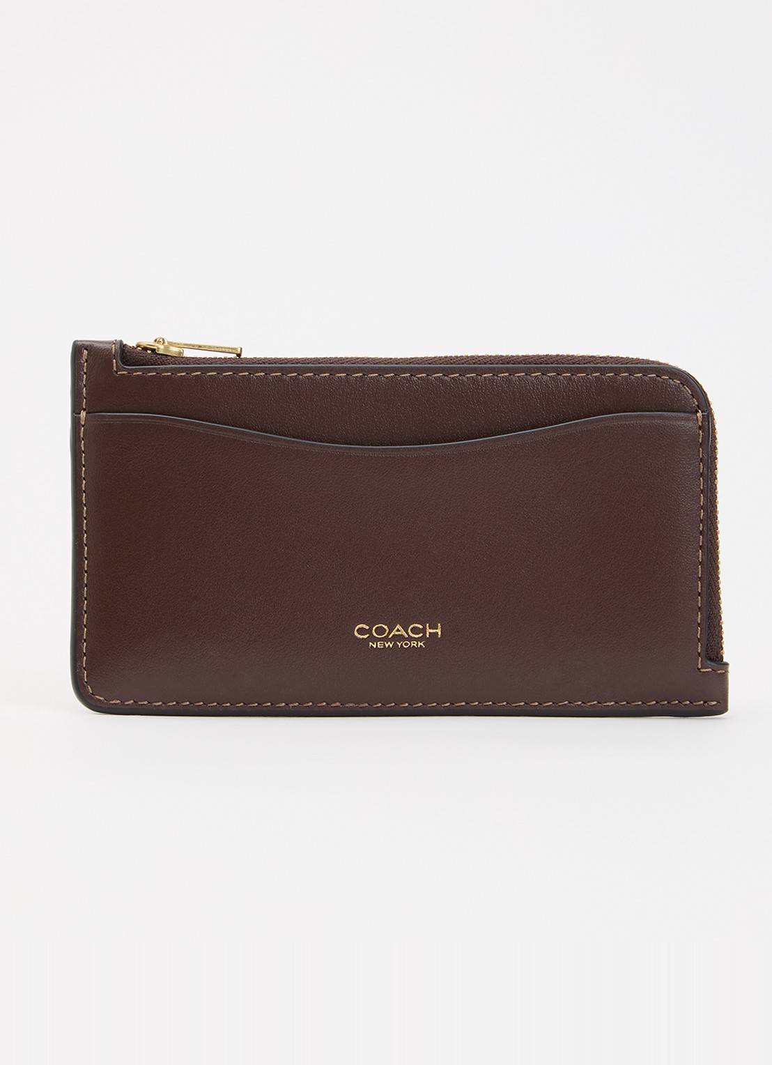 Coach New York portemonnee van leer met logo  - voorkant donkerbruin