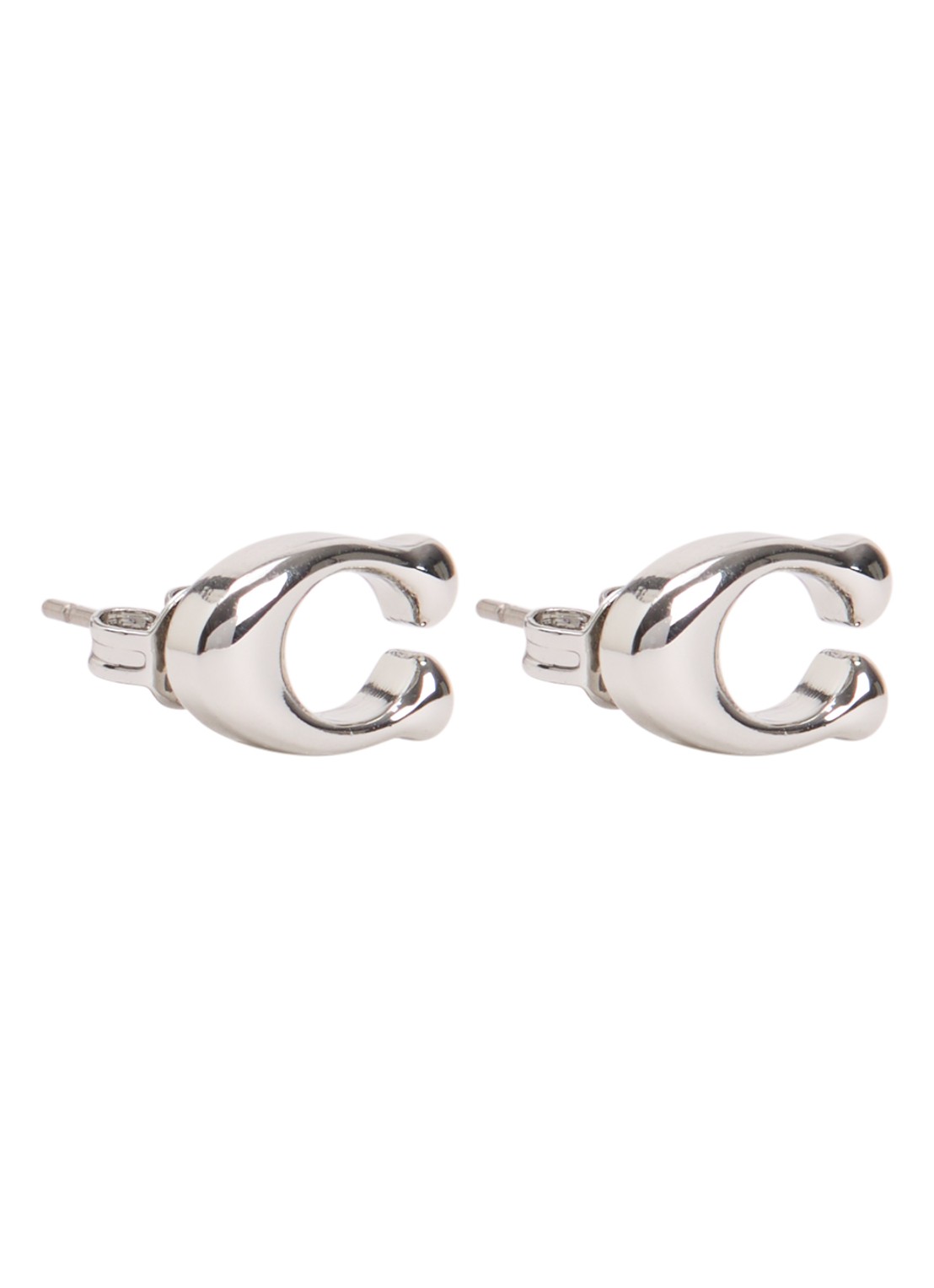 Coach Oorstekers met logo - voorkant zilver