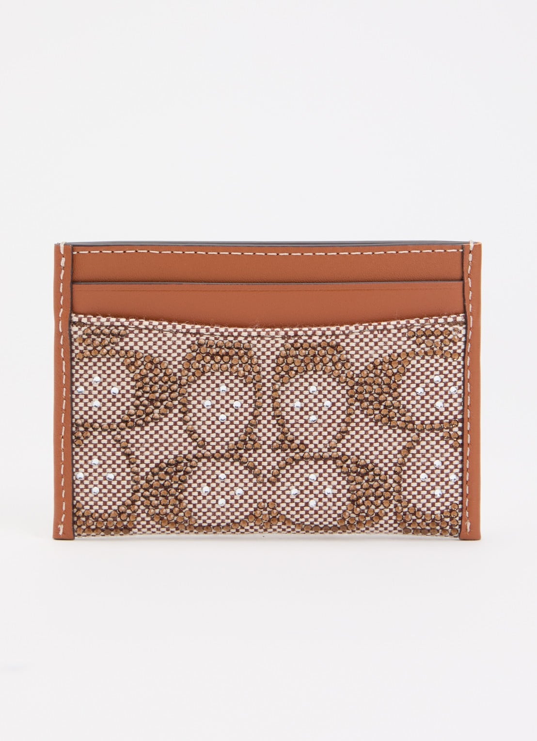Coach Pasjeshouder van leer met strass - achterkant 3 cognac