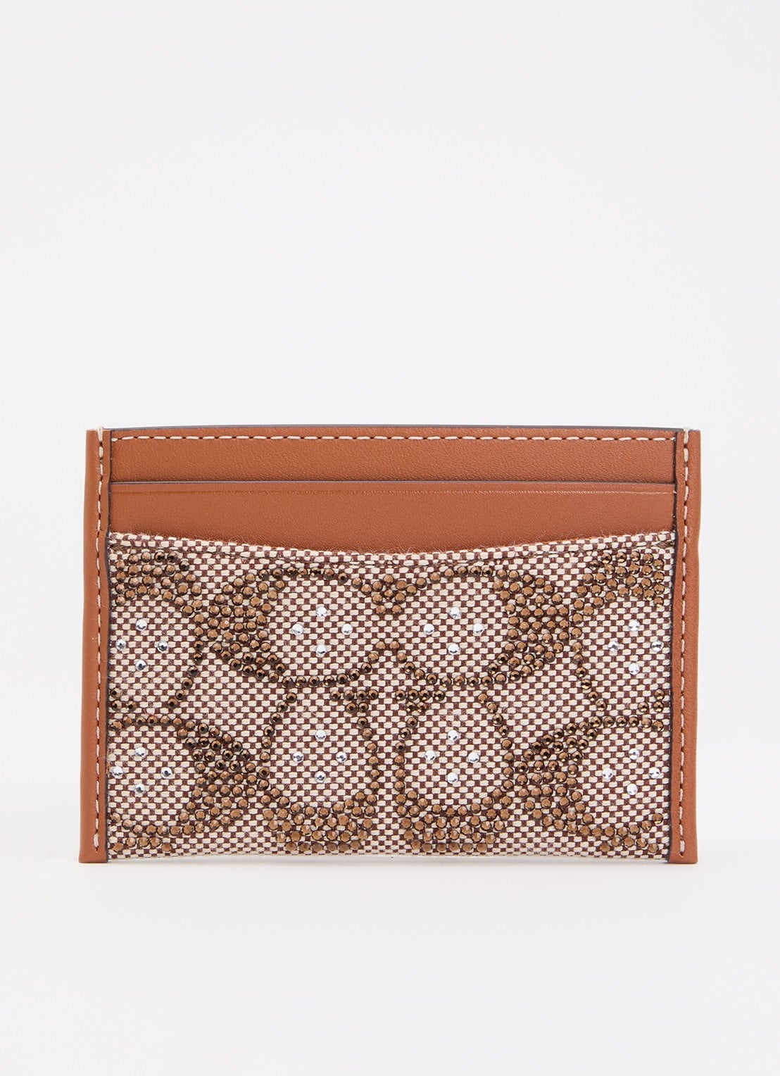 Coach Pasjeshouder van leer met strass - voorkant 2 cognac