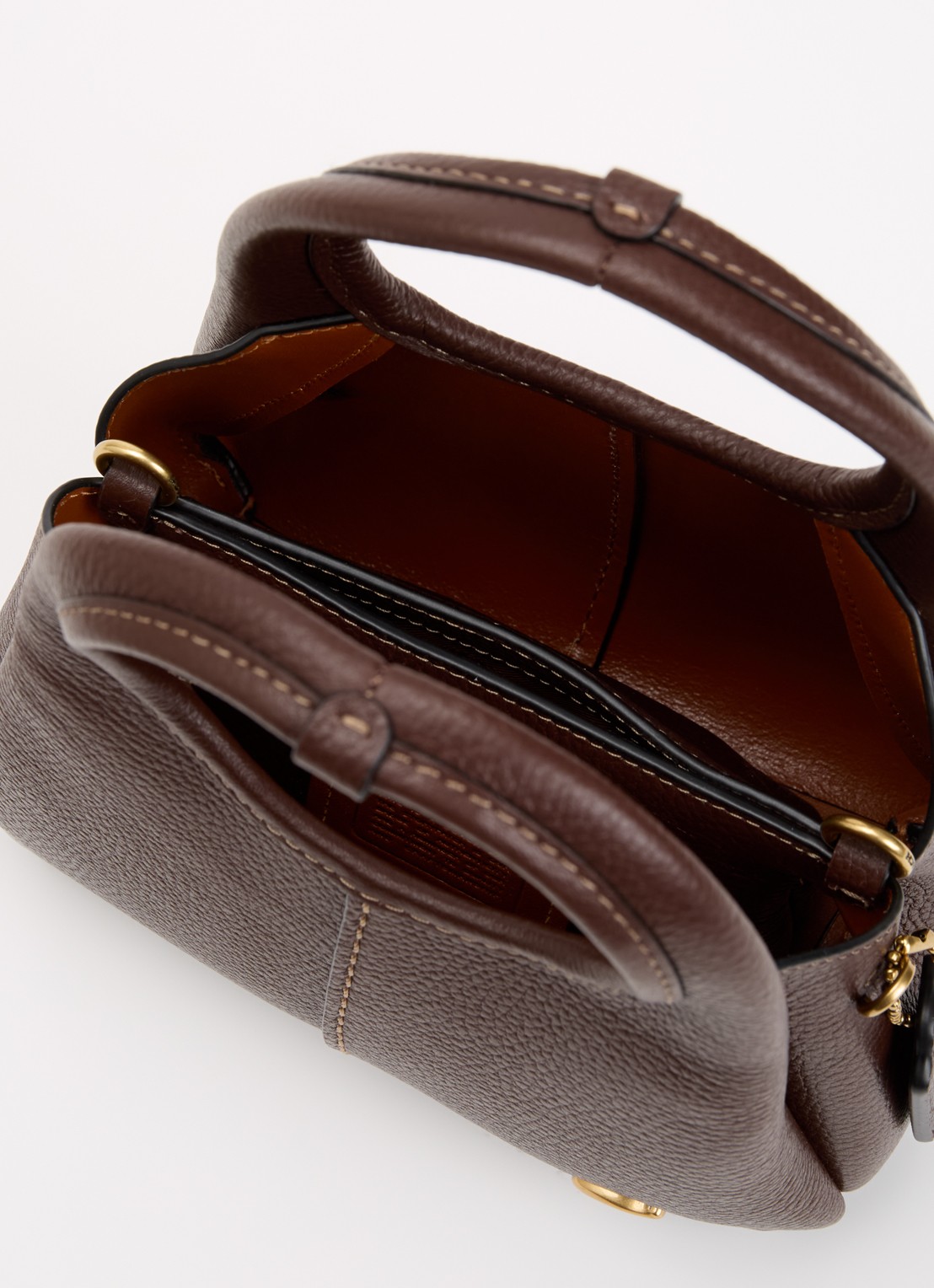 Coach Pebble handtas van leer met afneembare schouderriem - detail 5 donkerbruin