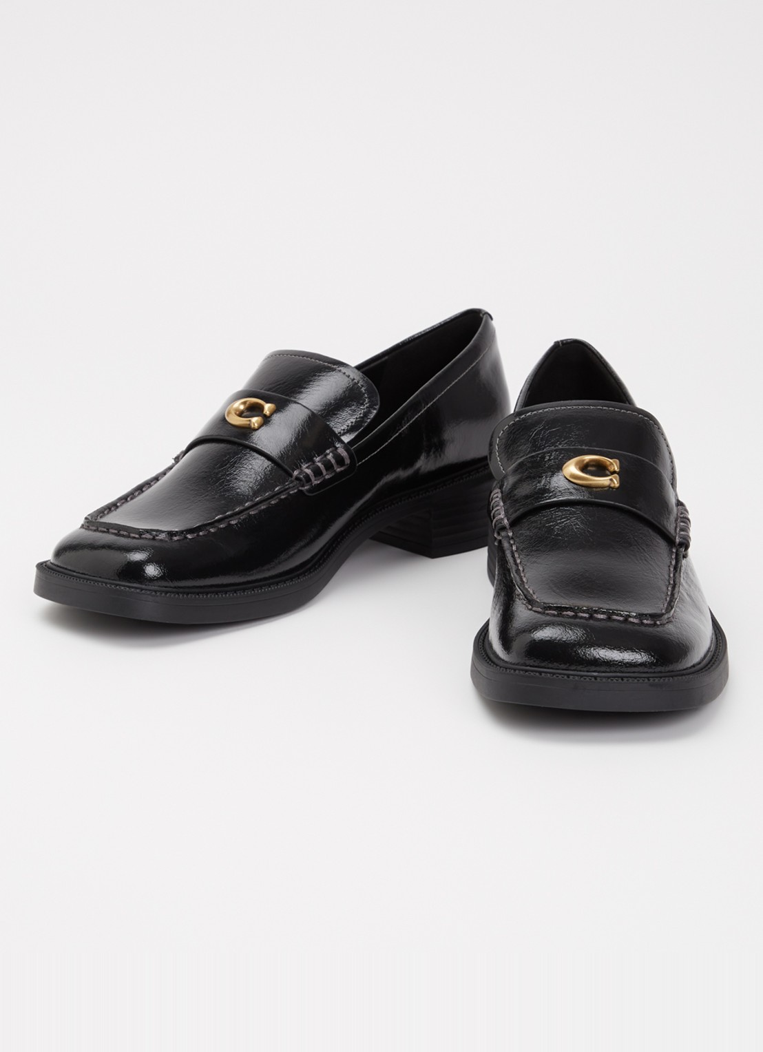 Coach Penny loafer van lakleer met structuur - detail 5 zwart