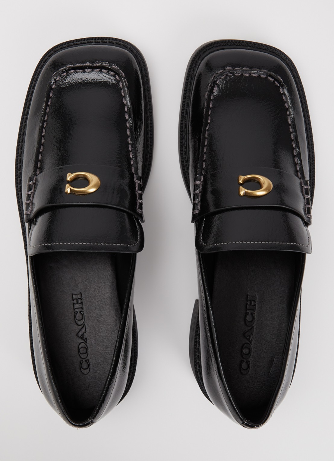 Coach Penny loafer van lakleer met structuur - detail 6 zwart