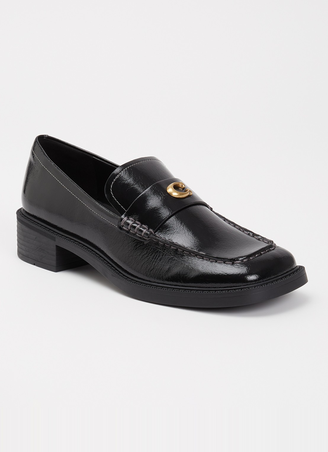Coach Penny loafer van lakleer met structuur - voorkant 3 zwart
