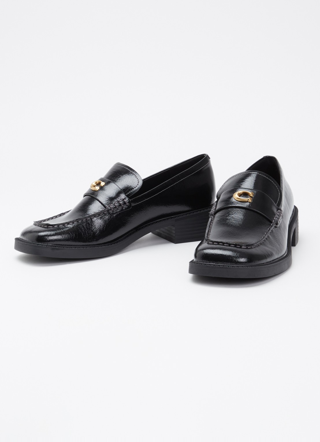 Coach Penny loafer van lakleer met structuur - detail 8 zwart