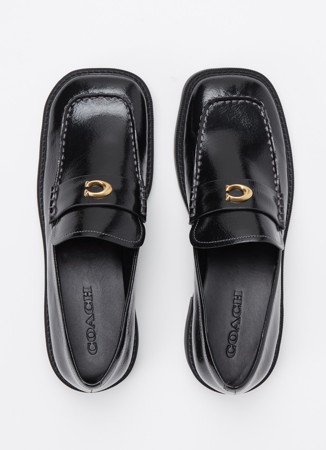 Coach Penny loafer van lakleer met structuur - detail 9 zwart