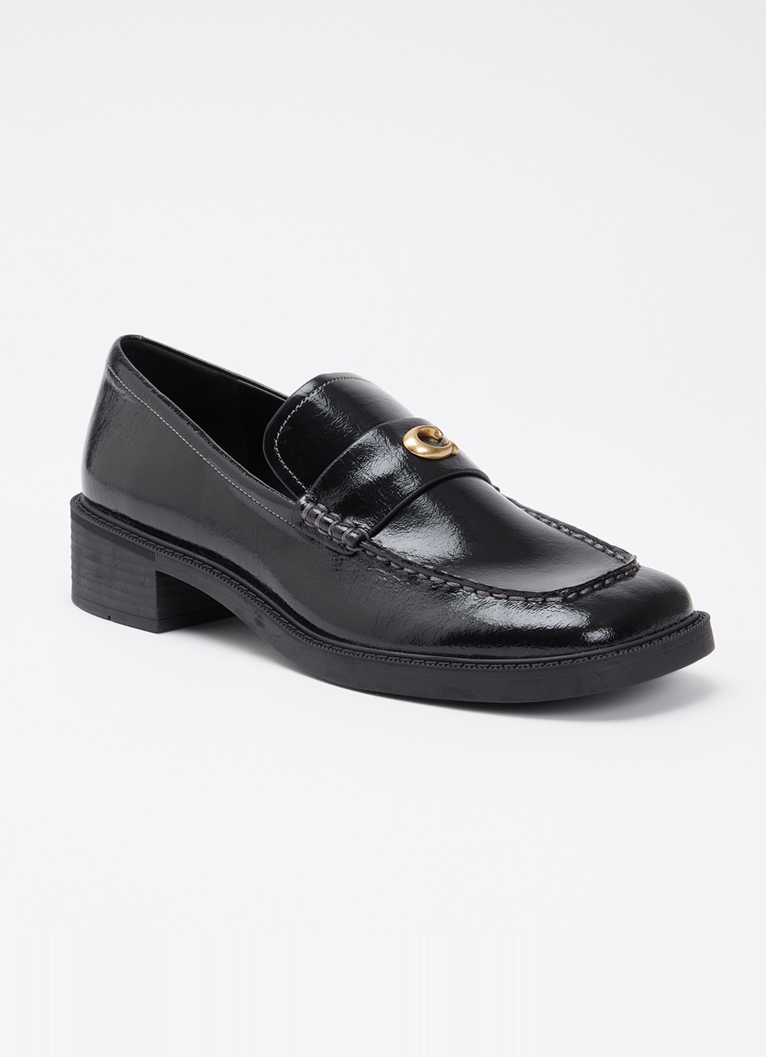 Coach Penny loafer van lakleer met structuur - voorkant 4 zwart