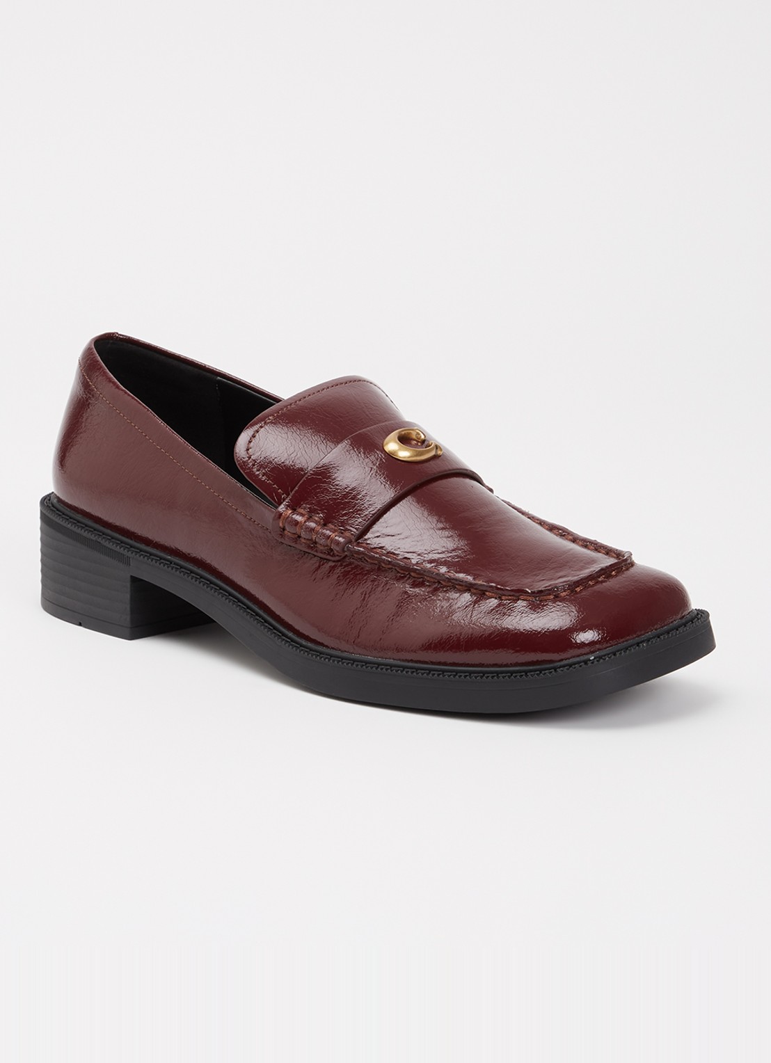 Coach Penny loafer van lakleer met structuur - voorkant 5 bordeauxrood