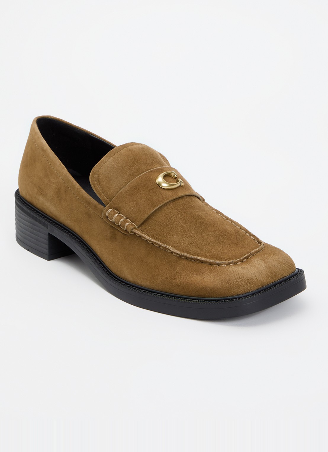 Coach Penny loafer van suède - voorkant camel