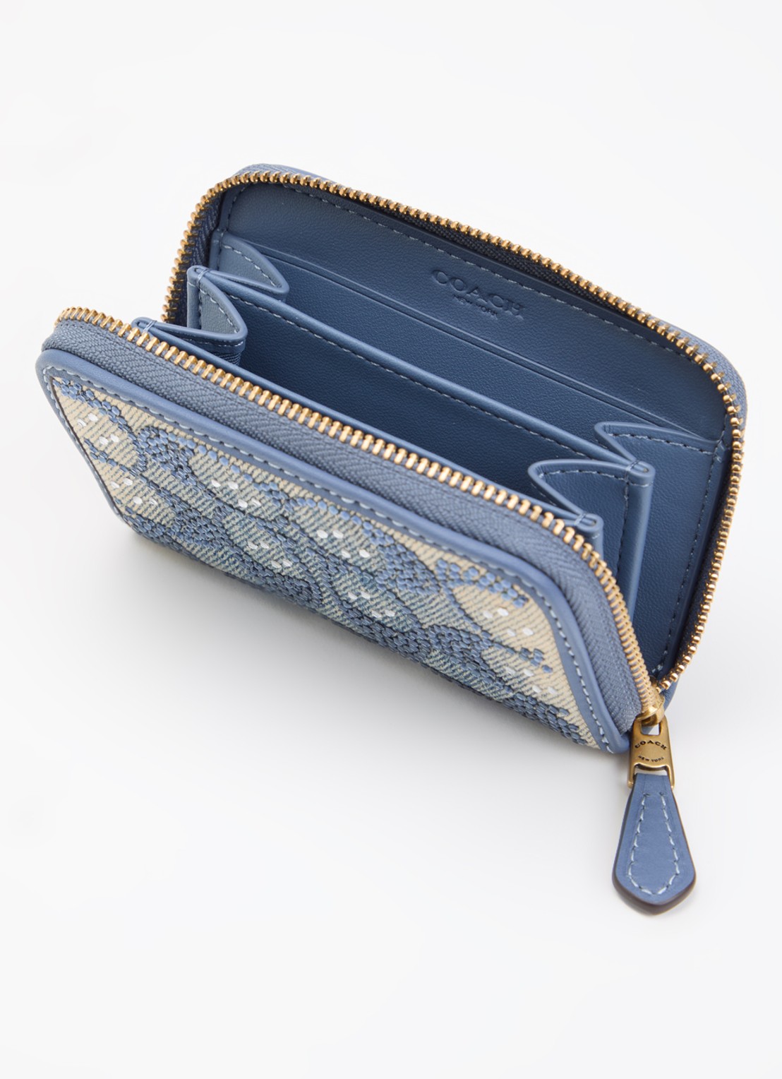 Coach Portemonnee van denim met strass - voorkant 3 indigo
