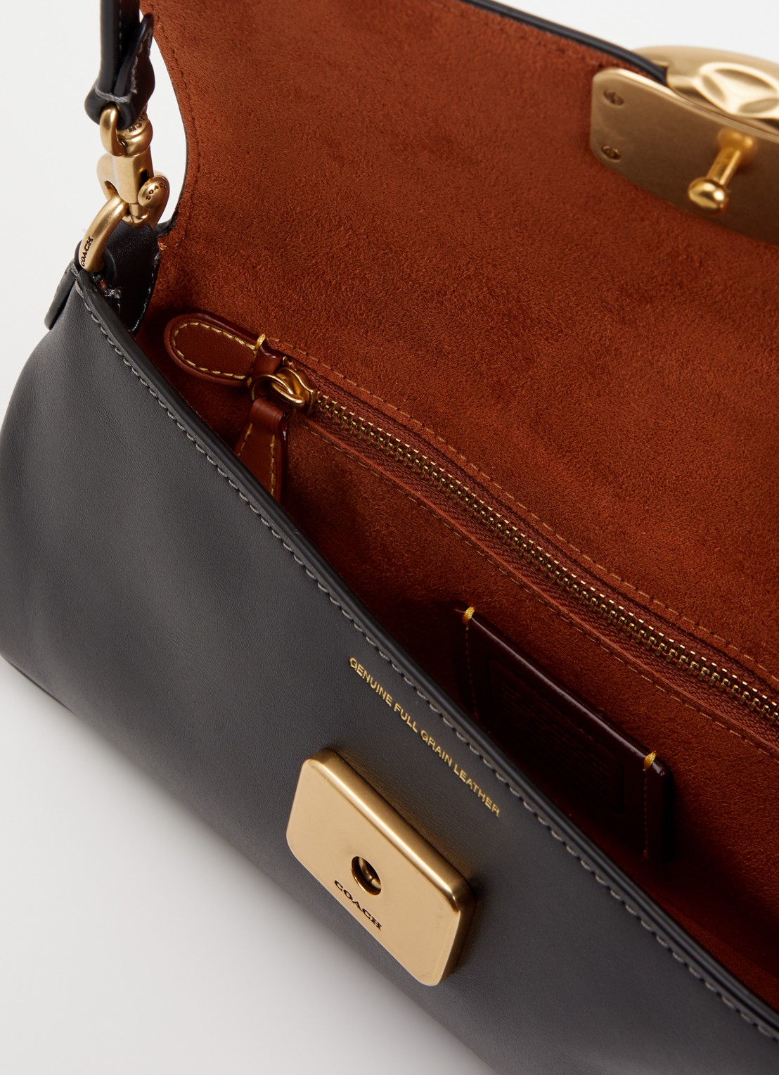 Coach Refined schoudertas van leer met afneembare schouderriem - detail 4 zwart