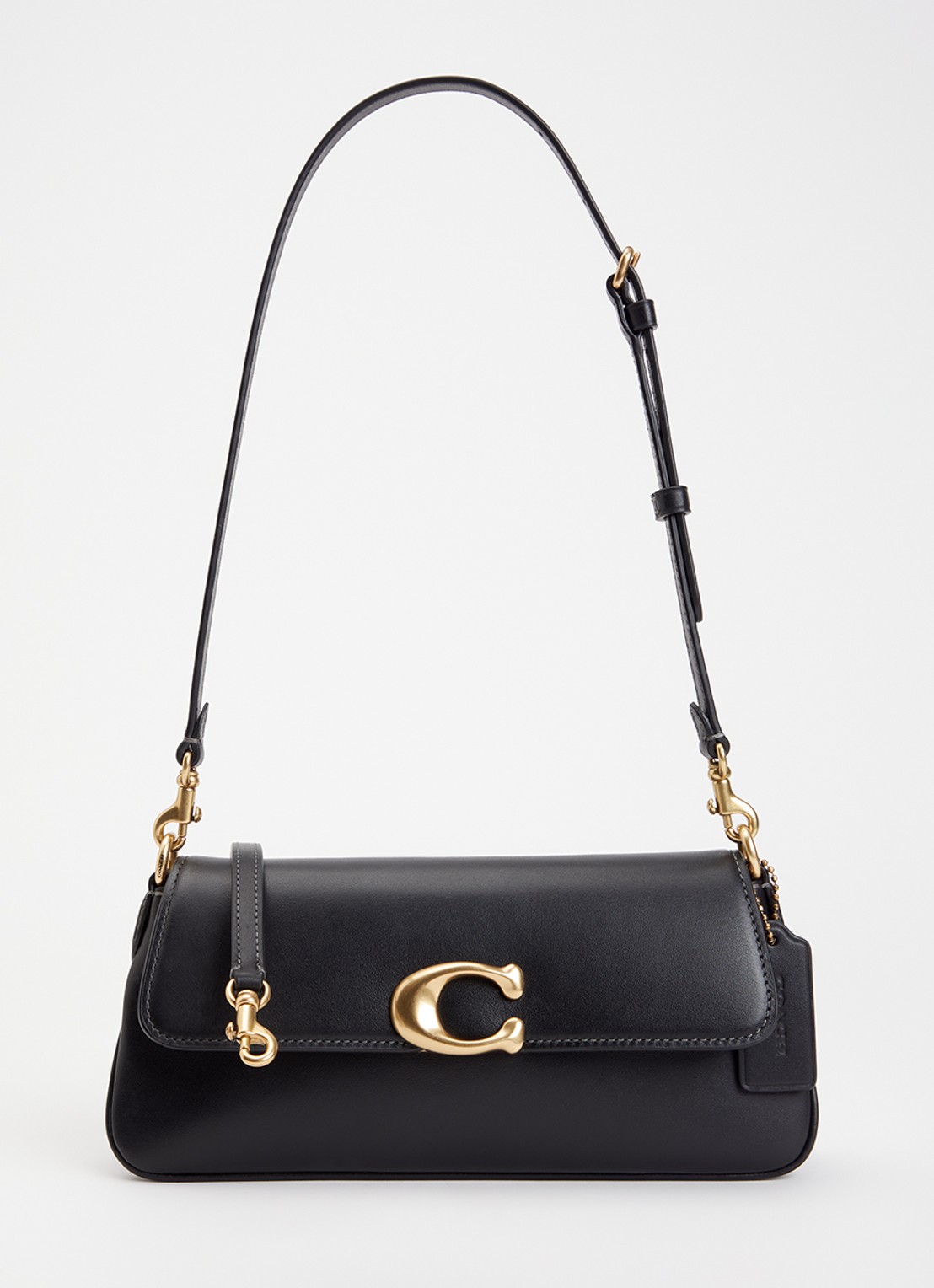 Coach Refined schoudertas van leer met afneembare schouderriem - voorkant zwart